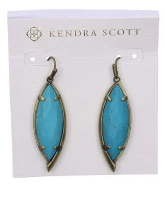 Kendra Scott W1315 Antique Brass Variegated Turquoise Magnesite Maxwell Earrings - Image 1 of 3