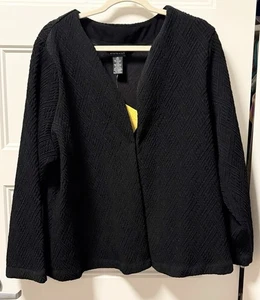 New QVC Citiknits black textured single hook closure knit jacket Size 2X NWT - Picture 1 of 5