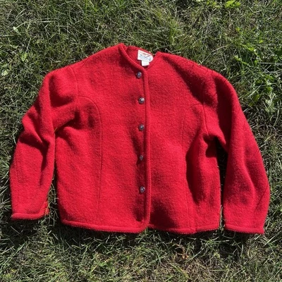 Tally-Ho 100% Wool Womens Red Button Down Cardigan Sweater Size XL - Image 1 of 4