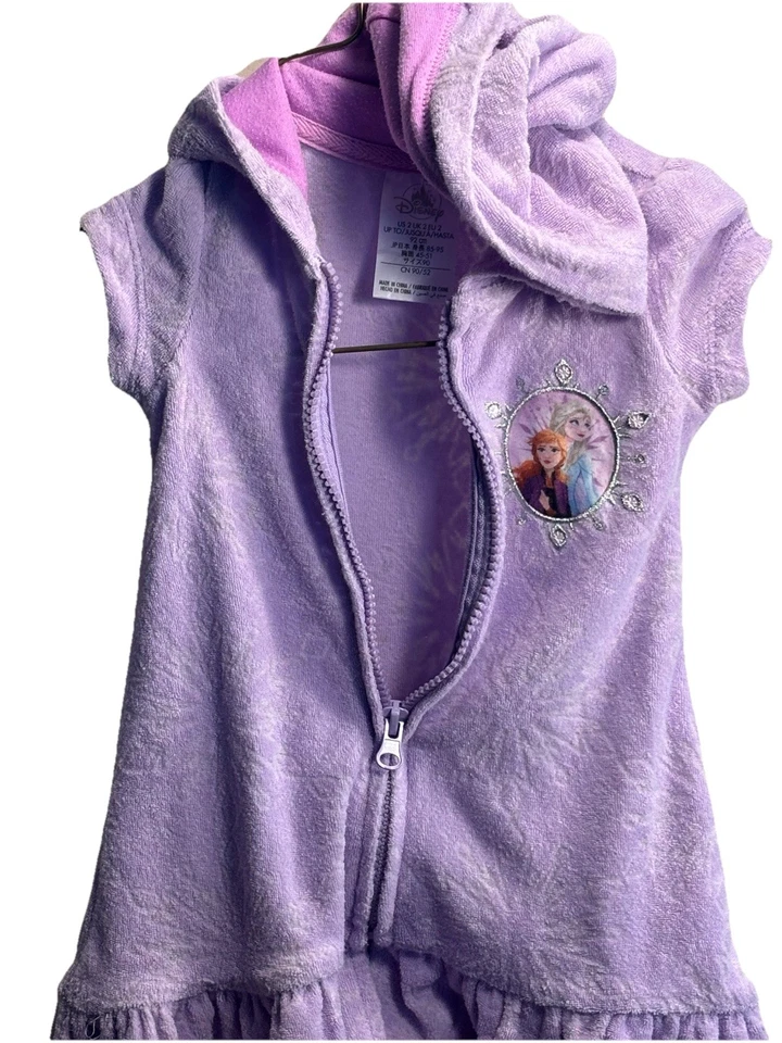 Disney Frozen Niñas Talla 3 Púrpura Capucha Cremallera Traje de Baño Cubierta Foto 1 de 4