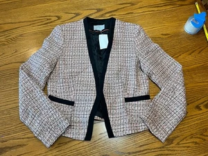 HM Tweed Cropped Women’s Blaster Jacket Pink Black M NWT - Picture 1 of 6