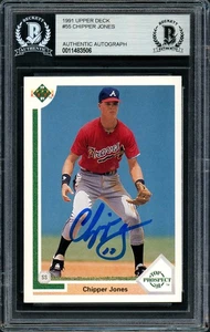 SALE! Chipper Jones Signed 1991 Upper Deck RC 55 Atlanta Braves Beckett - Picture 1 of 2