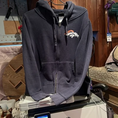 Sudadera con Capucha Denver Broncos Pesada Gruesa Cremallera Completa NFL Mujer’s Talla Mediana Foto 1 de 4