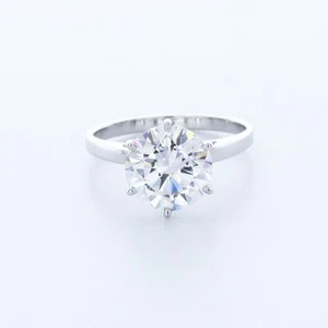 3.5 CT AGI NATURAL DIAMOND G/VS2 ROUND CUT PLATINUM PRONG CLASSIC SOLITAIRE RING - Picture 1 of 8