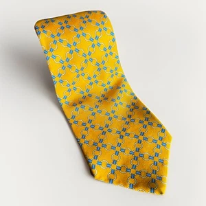 Brooks Brothers Seidenkrawatte gelb Kettenglieder italienischer Stoff hergestellt in den USA 61 - Bild 1 von 13