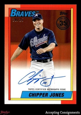 2025 Topps '90 Topps Autographs Orange Chipper Jones AUTO 20/25 BRAVES - Image 1 of 2