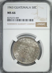 1963 Guatemala 50C Centavos NGC MS66 - Picture 1 of 5