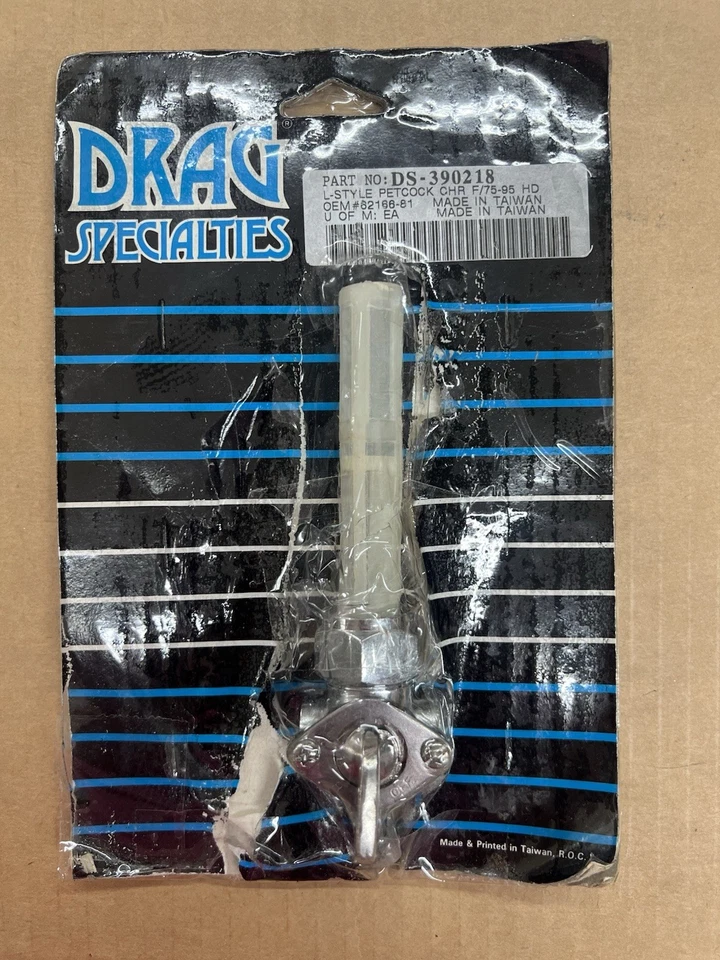 DRAG SPECIALTIES DS-390218 L-STYLE PETCOCK CHROME F/75-95 HARLEY DAVIDSON - Image 1 of 1