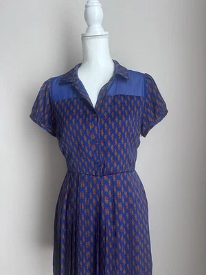 Vestido I Love H81 plissado estampa floral azul manga curta tamanho M Jr romântico casual  - Imagem 1 de 4