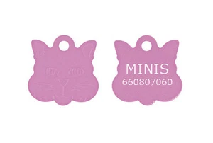 Medaglietta Cane Gatto a forma di GATTO ROSA 29x29 mm INCISIONE GRATUITA - Picture 1 of 1