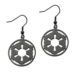 Star Wars Imperial Symbol Black Dangle Earrings - Picture 1 of 1