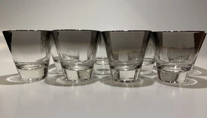 8 Vintage Queen's Lusterware MCM Silver Fade Low Ball Glasses as Seen On Mad Men - Picture 1 of 9