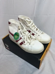 New Gola Sneakers High Top off white canvas Red vegan leather Ladies sz 7 - Picture 1 of 5