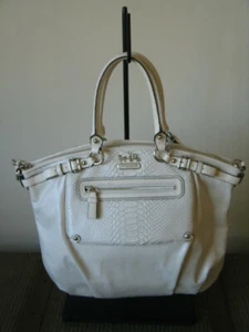 BNWT Coach Madison Parchment Embossed mix exotic pocket Lindsey Leather Bag - Picture 1 of 12