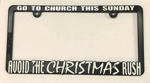 Black Thin Top 3D License Plate Frame Go To Church This Sunday Auto Accessory - Picture 1 of 1