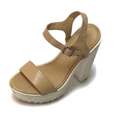 Call It Spring Beige Strap Block Platform Sandals Size 8  A11 - Image 1 of 4