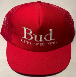 Gorra de Colección Bud King of Beers Trucker Snapback Roja Hecha en EE. UU. *BONITA* - Imagen 1 de 7