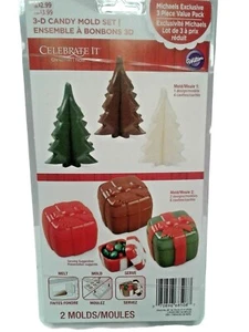 Wilton 3-D Christmas Tree Gift Candy Mold Set By Celebrate It 2115-8508 NEW - Picture 1 of 2