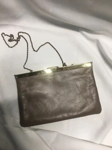 Etra 1960's Vintage Brown Taupe Nude Leather Convertible Clutch - Picture 1 of 7