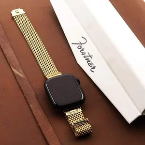 Gold Plated Forstner Komfit "JB" Mesh Watch Bracelet for Apple Watch - Picture 1 of 5