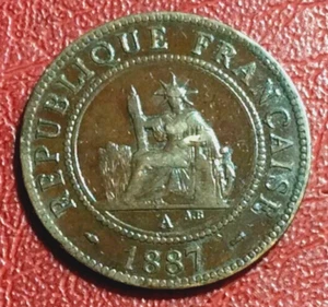 French Indochina 1 Cent 1887 Paris mint A coin - Picture 1 of 2