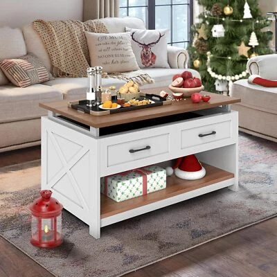 Removable Farmhouse Coffee Table 3-in-1 Board Game & Puzzle Table & 4 Drawers - Image 1 of 4