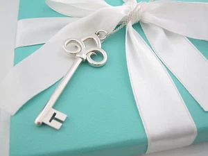 Tiffany & Co Silber Fleur de Lis Schlüssel Halskette 18 Zoll - Bild 1 von 4