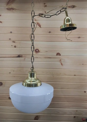Vintage Schoolhouse Light Deco Acorn Milk Glass Ceiling Fixture Pendant Cover