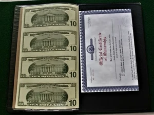 2003 Uncut Sheet of 4 $10 Star Notes in World Reserve Monetary Exchange Folder. - Picture 1 of 3