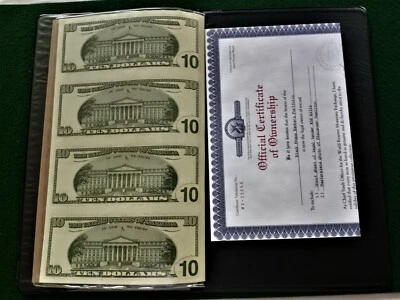 2003 Uncut Sheet of 4 $10 Star Notes in World Reserve Monetary Exchange Folder. - Image 1 of 3