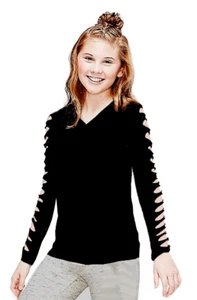 SALE So Cute ~~~~~ Girls T-Shirt with Cut Out Long Sleeve T-Shirt Size 10 ~ 12 - Picture 1 of 1