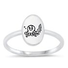 Octopus With Ice Cream Oval Stackable Ring 925 Sterling Silver 11Mm Size 4-9