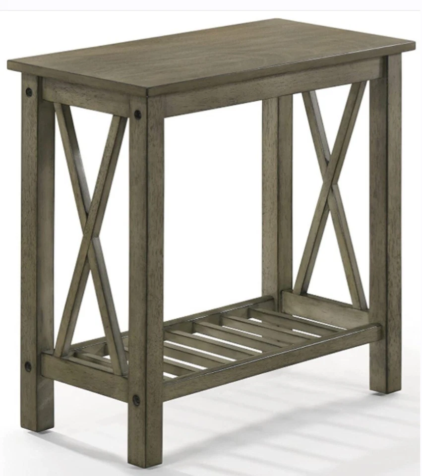 Wood Eden End Table Gray Rectangular ez to clean up.62"D x 11.81"W x 23.62"H  - Image 1 of 4