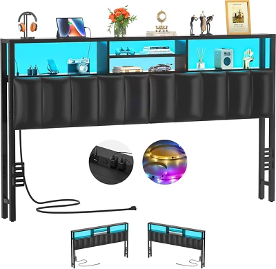 Изголовье для кровати большого размера с местом для хранения, мягкие изголовья с розетками, U - Изображение 1 из 4