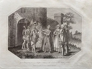 1804 Antique Print; Queen Margaret placing a Paper Crown on the Duke of York - Picture 1 of 3