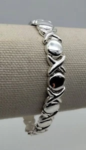 Bracciale Vintage X e Cerchio O Link Argento Sterling 925 Italia - Foto 1 di 5