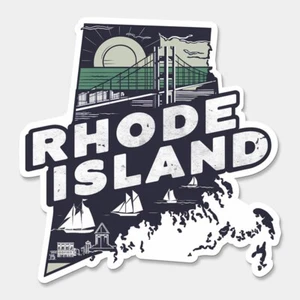 Rhode Island State Printed Sticker Vinyl Decal USA RI United States Car Window - Picture 1 of 1