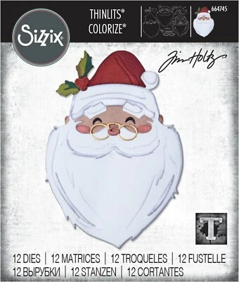 New, Retired Sizzix Thinlits Santa's Wish Colorize 12pc #664745 Retail $34.99