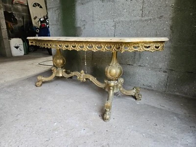 table basse vintage marbre et laiton - Photo 1/3