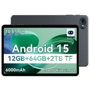 TABWEE T80 WiFi Tablet 10 Inch Android 15 12GB+64GB/2TB 8000mAH GEMINI AI GPS - Picture 1 of 8