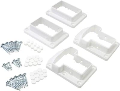 DF_SUPPLY Vinyl Fence Railing Deluxe Bracket Kit- 2 Sets (White)