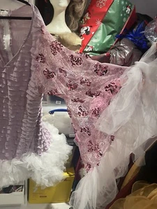 Rosa Drag Queen Kleid mit Glockenärmeln sehr dehnbar - Bild 1 von 2