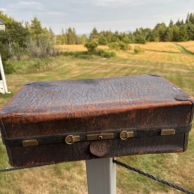 Старинный европейский антикварный кожаный чемодан чемодан домашний декор реквизит для хранения - Изображение 1 из 4