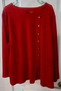 Top tejido Links para mujer talla 3X rojo profundo botones decorativos fuera del centro - Imagen 1 de 6