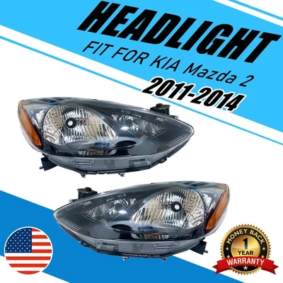 Headlamps For 2011 2012 2013 2014 Mazda 2Pair Halogen Headlights Left&Right Side - Image 1 of 4