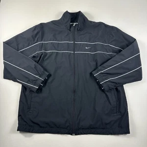 Vintage Nike Full Zip Track Jacket Black Mens XL Gray Tag Active Warm Up - Picture 1 of 10