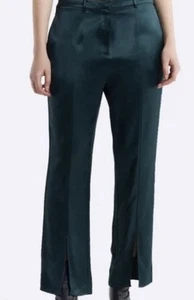 Lattelier Smaragdgrün Satin Naht Schlitz Knöchel Hose Gr. Medium Urlaub Büro - Bild 1 von 20