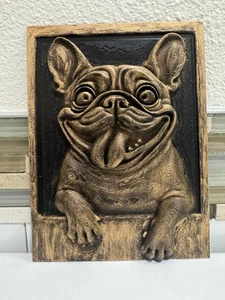 Placa de arte de pared de bulldog francés 6” X 8” divertida escultura en relieve para perros decoración del hogar - Imagen 1 de 6
