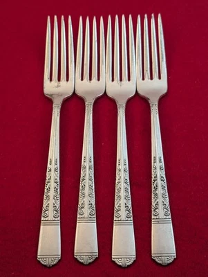 Juego de 4 tenedores de cena Oneida Silver Royal York 1937 plateados 7 1/2" Foto 1 de 4
