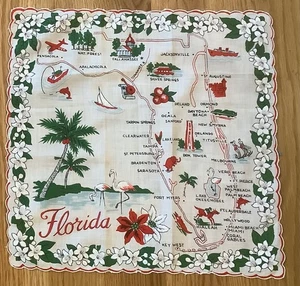 Vintage State of Florida Souvenir Handkerchief Ranshaw - Imagen 1 de 2